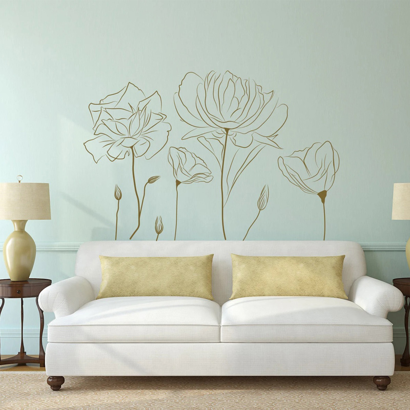Monstera Thai Constellation - Bitki gelincik çiçeği desen duvar Sticker