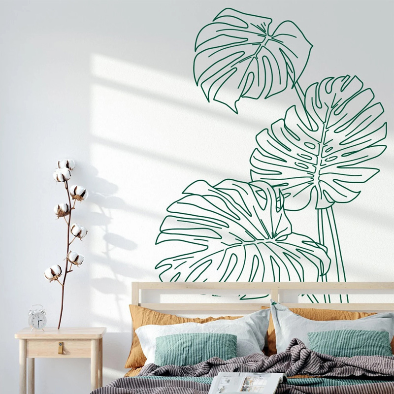 Monstera Thai Constellation - Monstera tropikal orman yaprakları duvar çıkartması